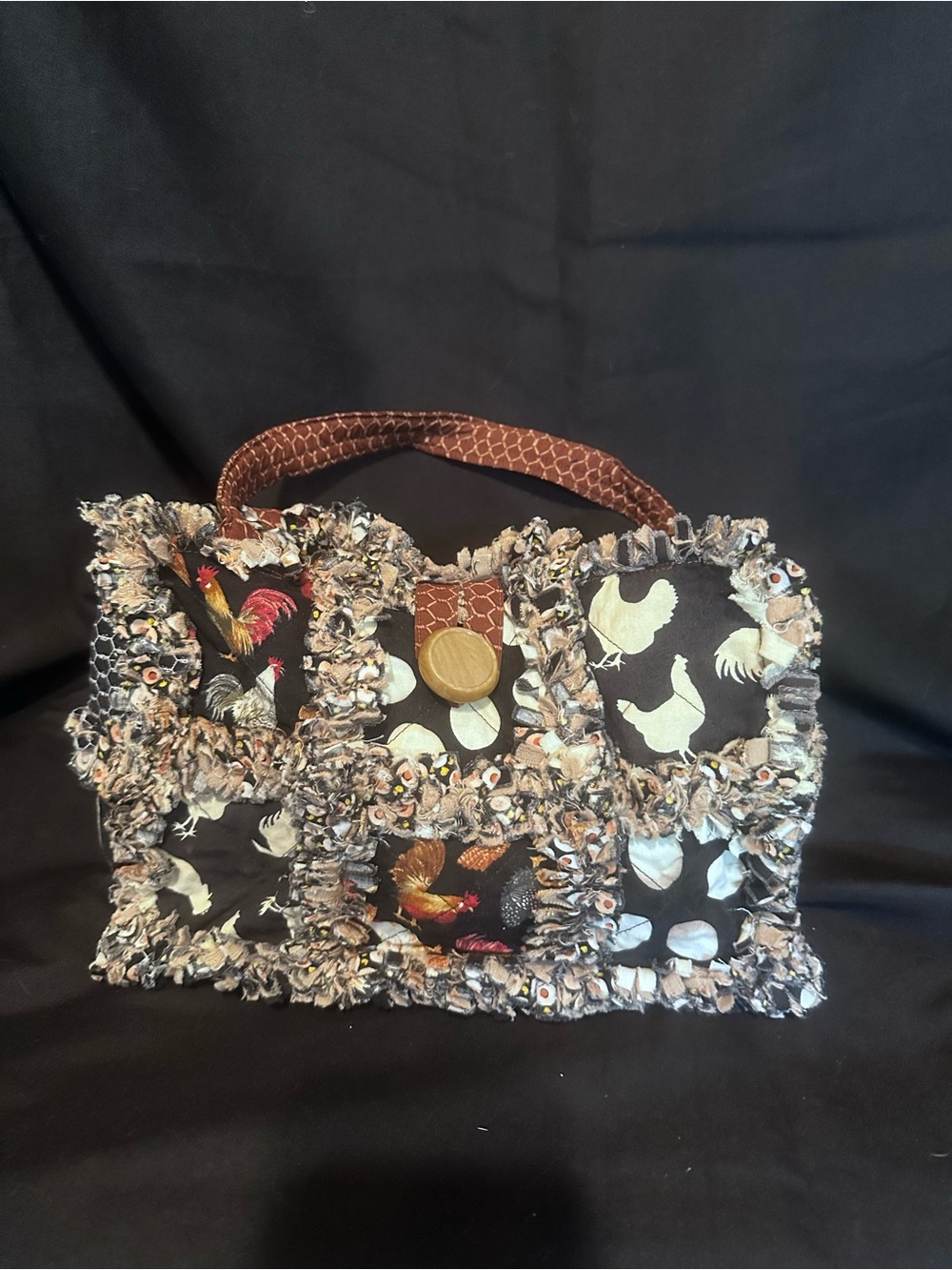 G-2 Women’s Patchwork Chicken-Print Handbag in Black and Brown - Super cute